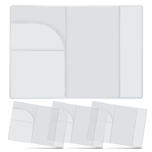4 Pack Transparent & Non-Scratch Frosted PVC Holders | Waterproof Passport Cover for UK British Passports | Secure Fit Travel Good Helper with Dustproof Protection (PVC) Not Valid for Irish Passports