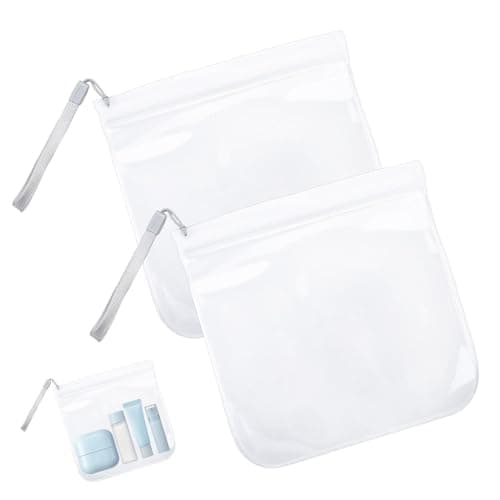 2‑Pcs Clear Travel Toiletry Bags, 20×20cm PVEA Airport Security Liquid Bags