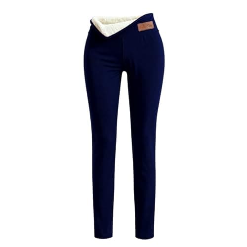 Thick Leggings for Women UK,Fleece Lined Leggings Women Thick Warm Fluffy Elastic High Waisted Yoga Pants Ladies Winter Outdoor Travel Hiking Camping Thermal Tights Tummy Control Stretchy Legging — view 3