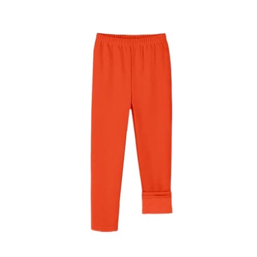 Girls' Leggings 116 Cotton High Waist Slim Tight Trousers Comfortable Soft Relax Trousers Windproof Lightweight Thermal Leggings Slim Fit Foot Leggings Available Daily Travel, orange, 160 cm