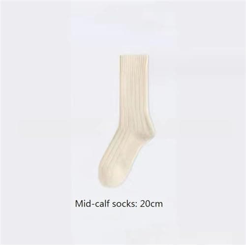 Iordan 3 Pairs Slouch Socks for Women Beige Cotton Cute Knit Aesthetic Crew Socks Breathable Soft running Long Tube Socks (Beige,One Size) — view 4