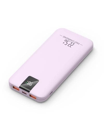 Odetrik Portable Charger 10000mAh 22.5W Power Bank, Fast Charging External Battery Pack with 3 Outputs & 2 Input, Type-C In/Out, LCD Display Portable Phone Charger for Smartphone, Tablets (Purple)