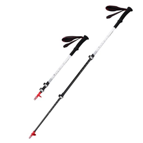 Rockreyoa Nordic Walking Poles Carbon Fibre Monopod Playpen Nordic Foldable Hiking Poles Women Men Telescopic Trekking Poles for Outdoor Hiking Camping Mountaineering White