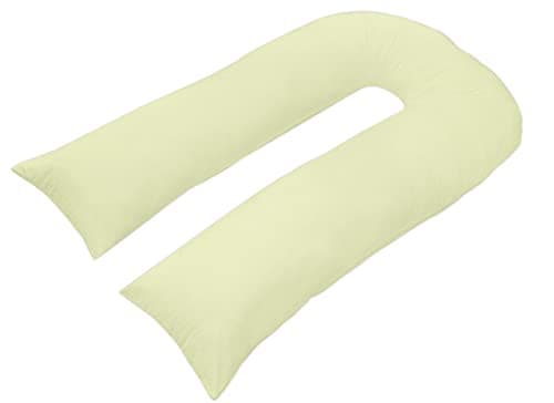 ARLINENS 12 Ft Comfort Long U Shaped Full Body & Back Support Pillow Extra Fill With Hollow Fiber- Soft Cuddle Nursing, Pregnancy & Leg Support Pillow with Free Pillowcase (Cream)