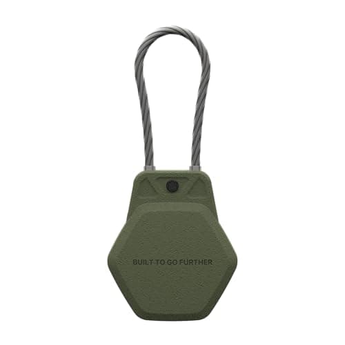 URBAN ARMOR GEAR UAG Designed for AirTag Case - Hard Shell Lock Case AirTag Holder Keychain with Wire Cable for Keys, Luggage & Bags, Anti-Lost Ultra Secure GPS Protective Cover, Civilian Olive Drab — view 5