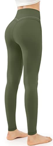 JOYSPELS Womens Thermal Fleece Lined Leggings, Warm High Waisted Gym Winter Leggings, Winter Yoga Pants for Women with Pockets UK - Army Green - S — view 3