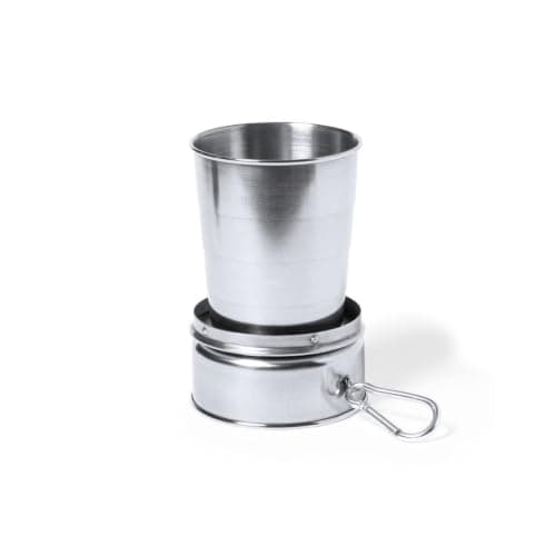 Personalised 220ML Collapsible Stainless Steel Travel Cup with Metal Carabiner Foldable Reusable Drinking Cup, Cup for Hiking, Travel & Outdoor Use — view 4