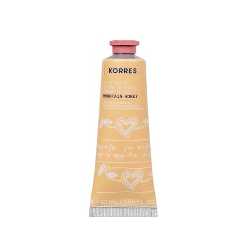 KORRES Mountain Honey Hand Cream, Nourishing Hand Cream with Sweet Almond Oil, Warm Honey Fragrance, Silicone & Paraben-Free, Intensive Care for Dry Hands, Practical Size for Travel, 50 ml