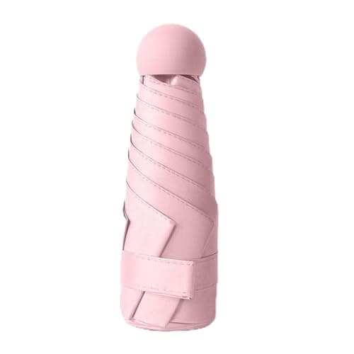 DXPETA Mini Travel UV Umbrella, 18cm Compact Pocket-Size Lightweight Folding Parasol for Sun Protection, Portable Vinyl Coating Shade for Women Girl Travel Essentials, Pink
