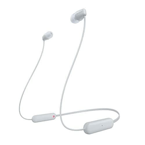Sony WI-C100 Wireless In-ear Headphones - Up to 25 hours of battery life - Water resistant- Built-in mic for phone calls - Voice Assistant compatible - Reliable Bluetooth connection - White