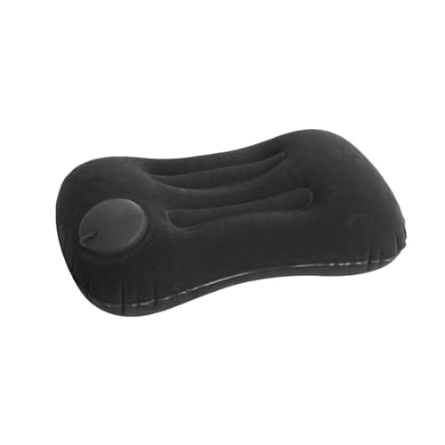 Camping Pillow, Black Inflatable Camping Pillows, Ultraligh Compressible Campings Essentials, Inflatable Air Travel Pillo with Storage Bag, Eye Mask and Earplugs, for Campings, Hiking, Beach, Fishing