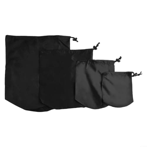 Sleeping Bag Compression Sack 4PCS Nylon Drawstring Bags for Camping Hiking Backpacking Clothes Storage Gear Organizer Black — view 4