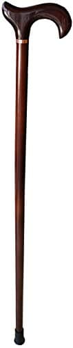Gents Wooden Derby Cane with Collar Walking Stick in Dark Brown Wood Stain 94cm (37") Height — view 5
