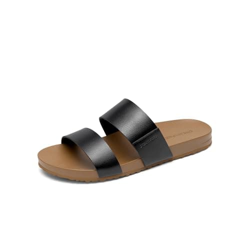 DREAM PAIRS Women's Open Toe Slides Sandals,Size 6,Black