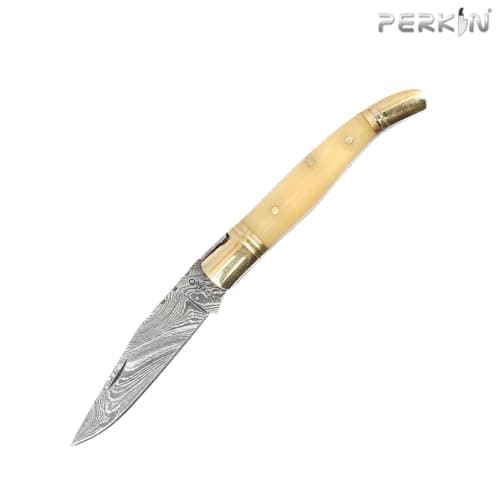 Perkin Damascus Folding knife, Unlocking Blade — view 4