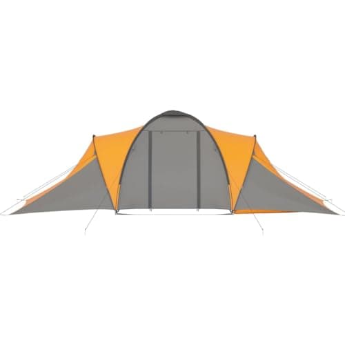 Kaloriko Camping Tent 6 Person Grey and Orange with 2 Cabins Mosquito Net Breathable Inner Tent Waterproof Base Includes Poles and Carry Bag for Outdoor Camping, Hiking and Travel — view 3