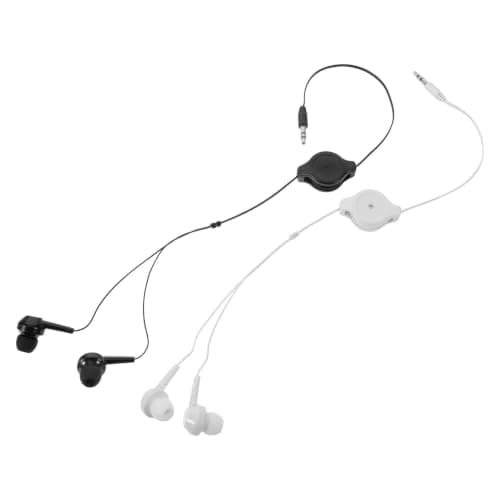 2pcs Retractable Earbuds with 3.5mm Plug, Adjustable Cord for Travel