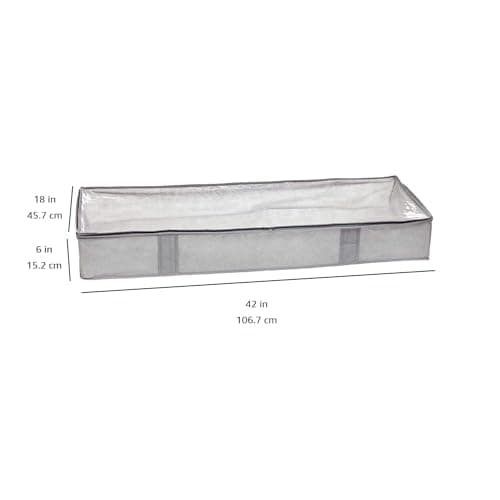 Amazon Basics Underbed Storage Bag with Zipper and Transparent Vinyl Top, 2-Pack, Grey, 45.7 x 106.7 x 15.2 cm — view 5