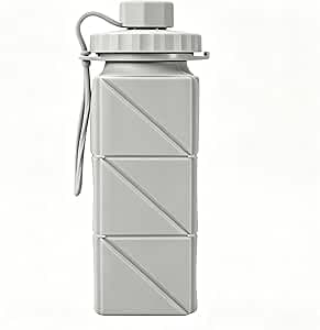 BAISEBAOFU Silicone Collapsible Foldable Water Bottle 620ml Reusable Portable Leak Proof Sports Bottle for Camping Hiking Gym Cycling Travel Running (Gray)