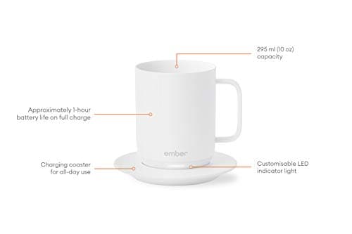 Ember Temperature-Control Smart Mug, 10 Ounce, 1-hr Battery Life, White - App-Controlled Heated Coffee Mug — view 4