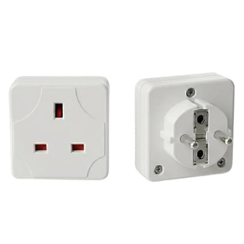 2Pcs UK to EU Plug Adapter 2 Pin Socket Extension Converter 13 Amp Universal Travel Adapter for Europe 240 V Compact Socket Multi plug For Portugal Germany Netherlands Greece Poland Turkey & More — view 5