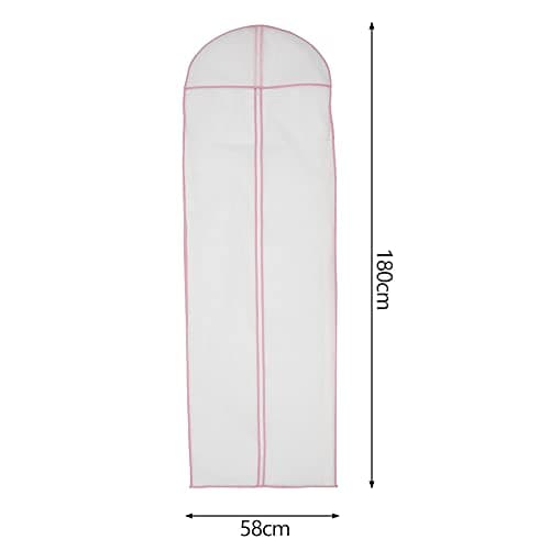 2pcs Wedding Dress Bags, 180cm/70.8inch Non-woven Bridal Dress Cover Bag with Zips Long Full length Breathable Garment Bags Covers for Long Dress Dance Costumes Suits (2pcs) — view 2