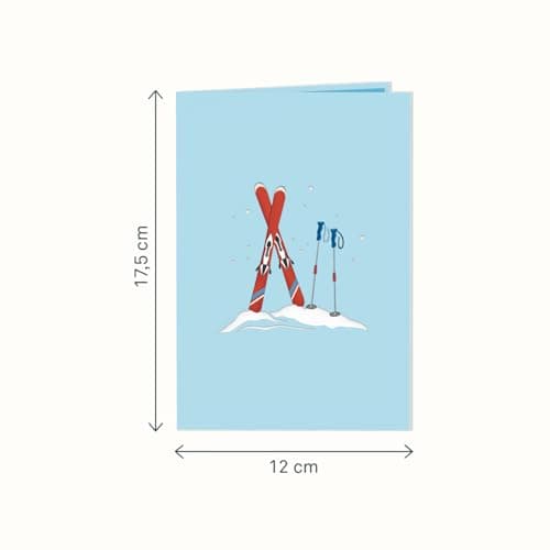 papercrush® Pop-Up Card Skier - Funny 3D Voucher Card for Men (Boyfriend, Dad, Husband), Travel Voucher for Ski Holidays, Handmade Winter Birthday Giftcard for Surprise Skiing Vacation Reveal — view 4