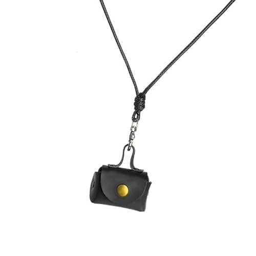 Necklace Pouches with Leather Materials for Coin Storage, Black