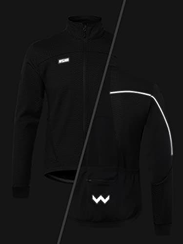 ARSUXEO Cycling Jacket Mens Winter Thermal Mountain Bike Jacket Softshell Coat for Waterproof and Windproof 16H black L — view 5
