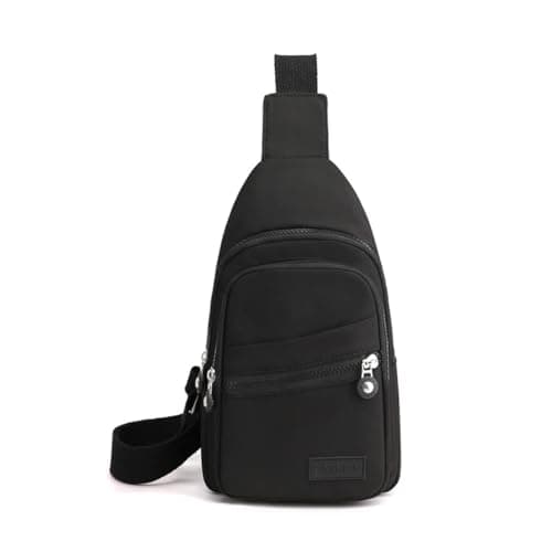 LAWALEISHE Sling Bag Chest Bag for Women Men,Anti Theft Crossbody Bags,Waterproof Shoulder Bags,One Strap Small Backpack Lightweight Small Rucksack for Sports Outdoor Travel (Black)