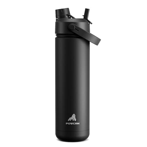 POWCAN Insulated Water Bottle with 2-in-1 Straw and Spout Lid, Keep Cold 24H, Leak-Proof, Fits in Car Cup Holder, Stainless Steel Water Bottle for Sports, School, 769 ml, Dark Knight