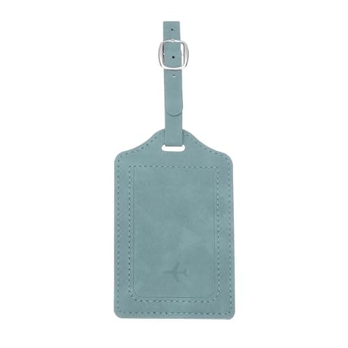 PATIKIL Suitcase Tags, Sky Blue Leather Luggage Name Tags Travel Accessories Airplane Essentials with Private Protection for Flying Hotel Check in Luggage Bags Men Women, 1 Pcs