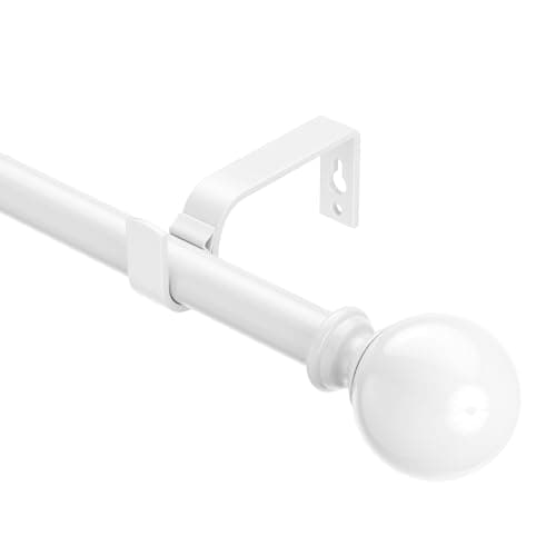 Curtain Poles for Windows 76 to 350 CM, 19MM Diameter Adjustable Drapery Rods for Eyelet Curtains, Extendable Metal Curtain Poles, for Living Room Bedroom, White