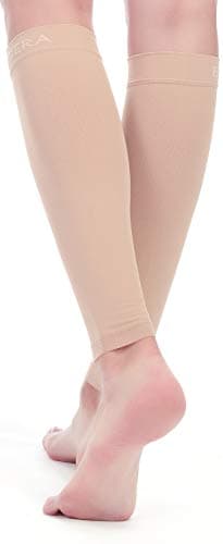 BSERA Calf Compression Socks for Women 2 Pairs 15-20mmHg Calf Support Footless Compression Socks for Periostitis, Varicose Veins, Recovery, Leather/Nude 2 pairs, Medium (Pack of 2) — view 5