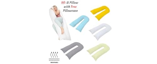 ARLINENS 9ft Long U Shaped Full Body Cuddly Comfort Pregnancy Support Pillow for Side Sleeping Maternity Back & Arthritis Support Pillow with Free Pillow Case (Silver) — view 5