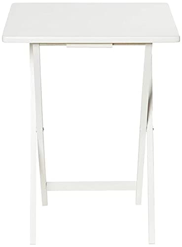 Unibos Indoor &Outdoor Tea Coffee Snacks Garden Camping TV Laptop Portable Folding Sturdy and Durable Rubber Wood Table (White) — view 6