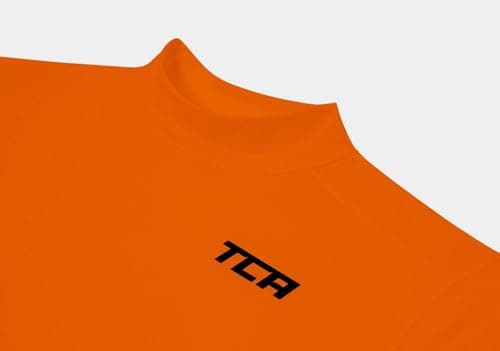 TCA Men's SuperThermal Compression Base Layer Football Running Top Long Sleeve Thermal - Mock Neck - Orange, XXL — view 2