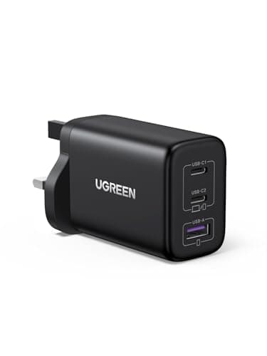 UGREEN USB C Charger 65W GaN Fast Charger 3 Port Compact Travel Plug