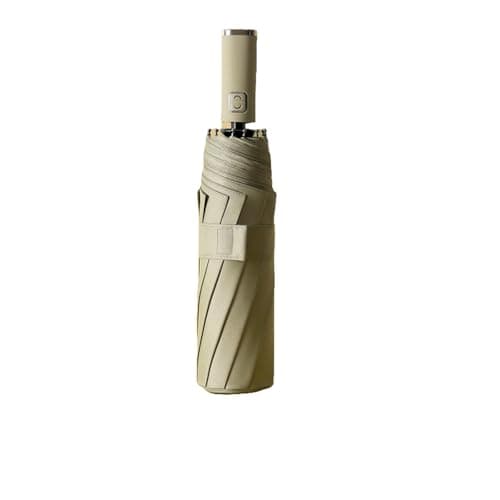 Gyios Umbrella Automatic Windproof Travel Portable Compact Folding Auto Open Close 10 Ribs Uv Protection Sun Rain Handle Women Men-khaki