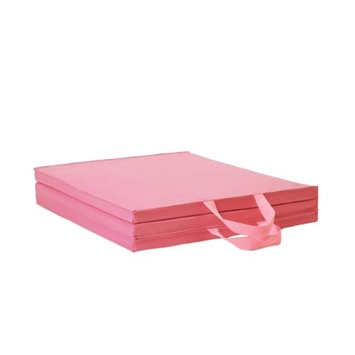 NORTHERN Yoga Mat Exercise Fitness Tri-Fold Foam Mat Extra Thick Non Slip Large Padded Stretching Home Gym Equipment Accessory 3 Folding Multi-Purpose Workout with Carrying Handle (Coral) — view 4