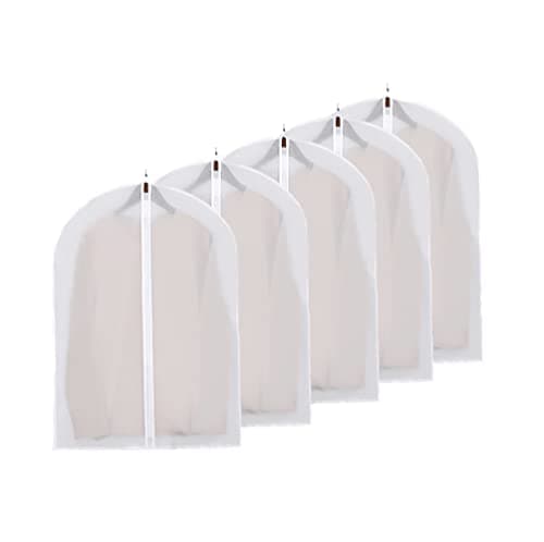 DDGAO Garment Covers Dustproof Clothes Covers Moth Proof Coat Bag with Zip PEVA Translucent Dress Cover Waterproof Anti-mite Breathable Suit Protector 5pcs (60x80cm)