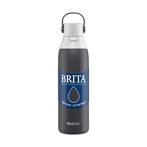 Brita Stainless Steel Premium Filtering Water Bottle, BPA-Free, Replaces 300 Plastic Water Bottles, Filter Lasts 2 Months or 40 Gallons, Includes 1 Filter, Kitchen Accessories, Carbon - 20 oz. — view 3