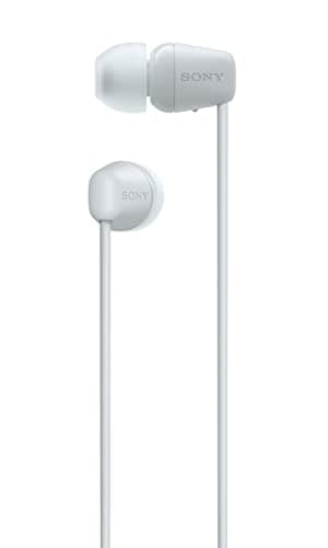 Sony WI-C100 Wireless In-ear Headphones - Up to 25 hours of battery life - Water resistant- Built-in mic for phone calls - Voice Assistant compatible - Reliable Bluetooth connection - White — view 2