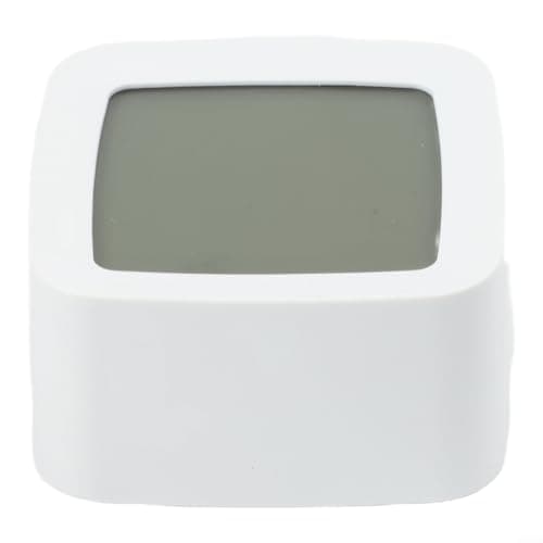 PureBowlic LCD Digital Alarm Clock with Temperature and Humidity Monitor Compact Size Tap or Voice Controlled Backlight 12 or 24 Hour Format Portable ABS for Kids Rooms and Student Desks(white) — view 4