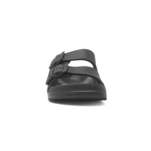 Shoe Zone - Womens Black Double Buckle EVA Mule Slip On Sandal - Size 6 UK - Black — view 3