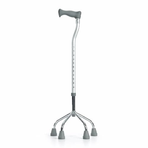 The Helping Hand Company Aluminium Height Adjustable Quad Cane, Small Base, Lightweight 4 Point Stability Walking Stick for Elderly and Mobility Support — view 2