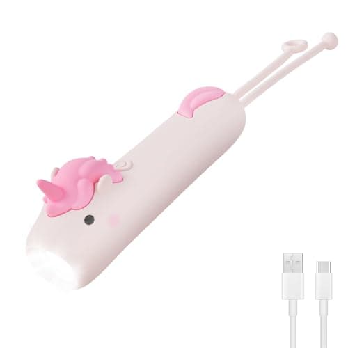HOTUT Kid's Rechargeable LED Unicorn Flashlight, LED Kid Flashlight for Boys and Girls, Cute Unicorn Dimmable Silicone Flash Light for Camping, Outdoor Exploration, Dog Walking, Birthday Gift