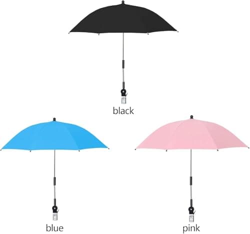 KEEMEN Chair Umbrella with Clamp Portable Clip on Umbrella for Beach Chairs Outdoor Patio Stroller Wheelchairs Golf Carts(Black) — view 5