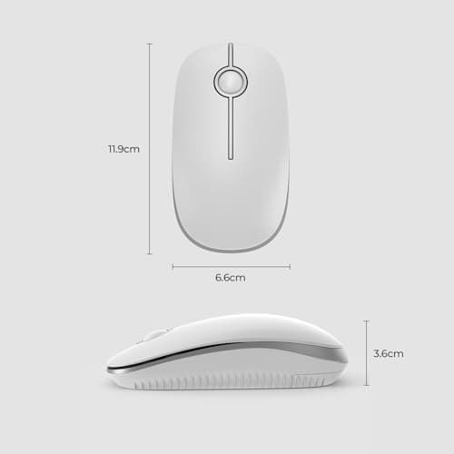 Seenda Wireless Mouse, Silent with 2.4G USB Receiver, White and Silver — view 6