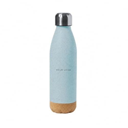 Personalised 650ml BPA-Free Water Bottle with Natural Cork Base & Stainless Steel Lid - Custom Printed Reusable PE Drinking Bottle for Gym, Office, School & Travel
